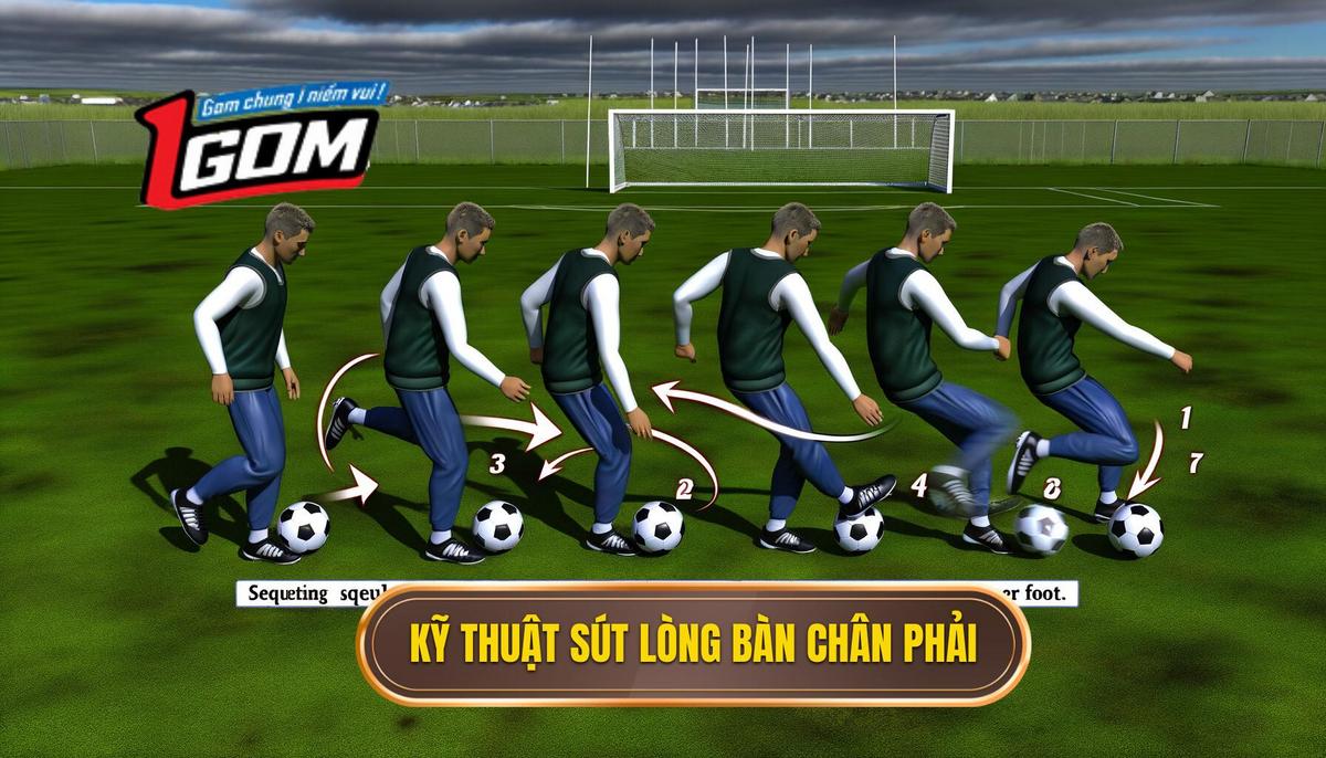 2. Các bước thực hiện kỹ thuật sút bóng bằng lòng bàn chân phải